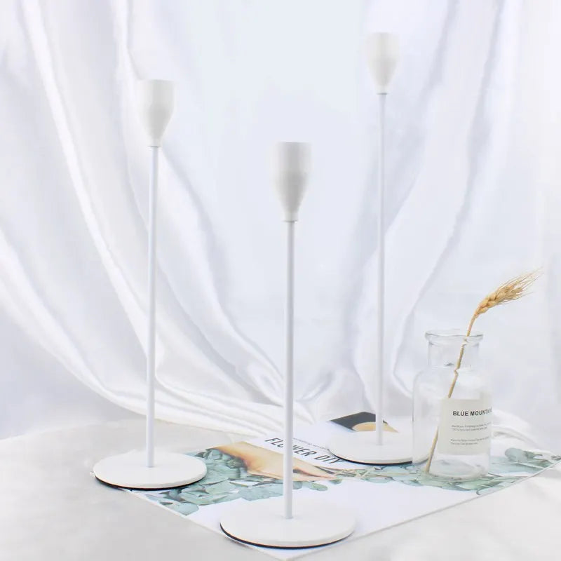 lot de 3 bougeoirs en métal décoration élégante pour mariage et fêtes - vue 9 sur 21