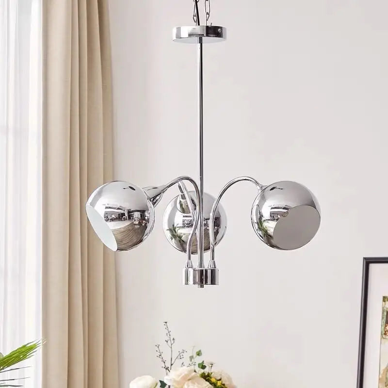 lustre nordique en chrome avec lampes à globe décoratives - vue 5 sur 14