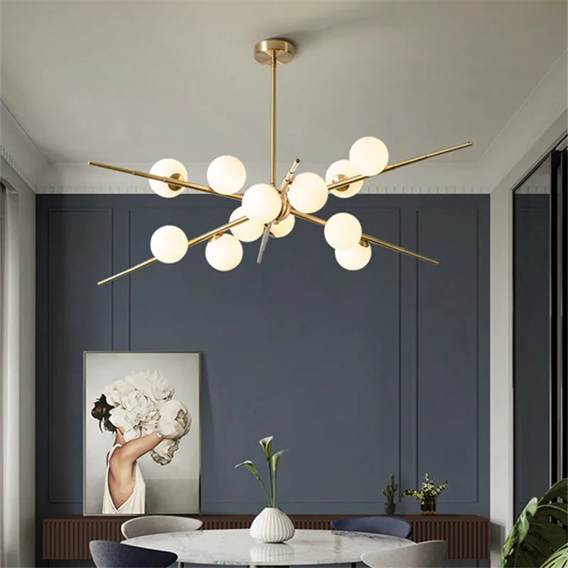 lustre bauhaus design boule de verre pour éclairage moderne - vue 3 sur 10