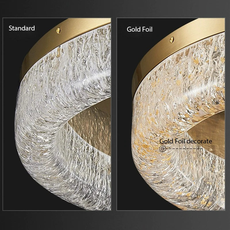 Plafonnier Led rond en laiton au design nordique moderne - vue 6 sur 14