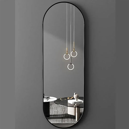 miroir de maquillage suspendu design ovale en métal pleine longueur - vue 4 sur 6