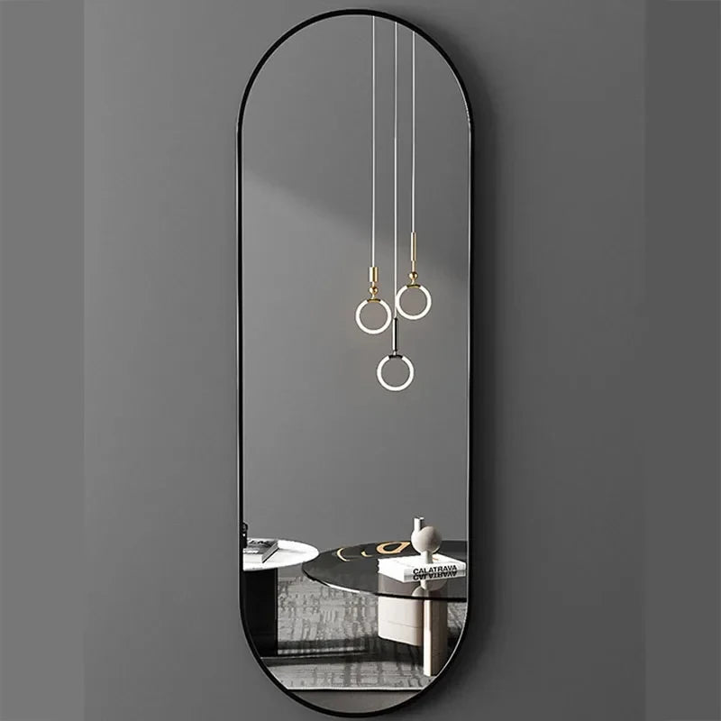 miroir de maquillage suspendu design ovale en métal pleine longueur - vue 4 sur 6
