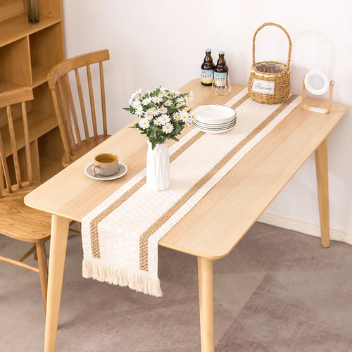 Chemin de table coton lin brodé style champêtre - vue 5 sur 7