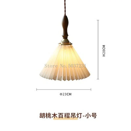 lustre plissé rétro japonais en noyer nordique pour intérieur - vue 15 sur 14