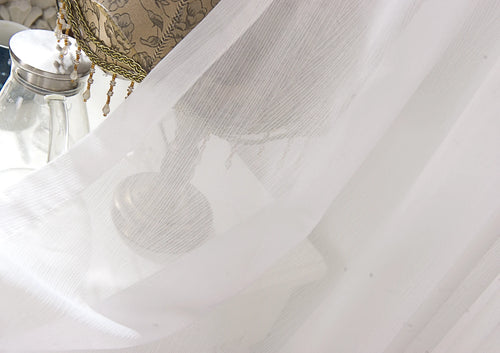 Rideau tulle transparent motifs floraux géométriques style luxe - vue 6 sur 8