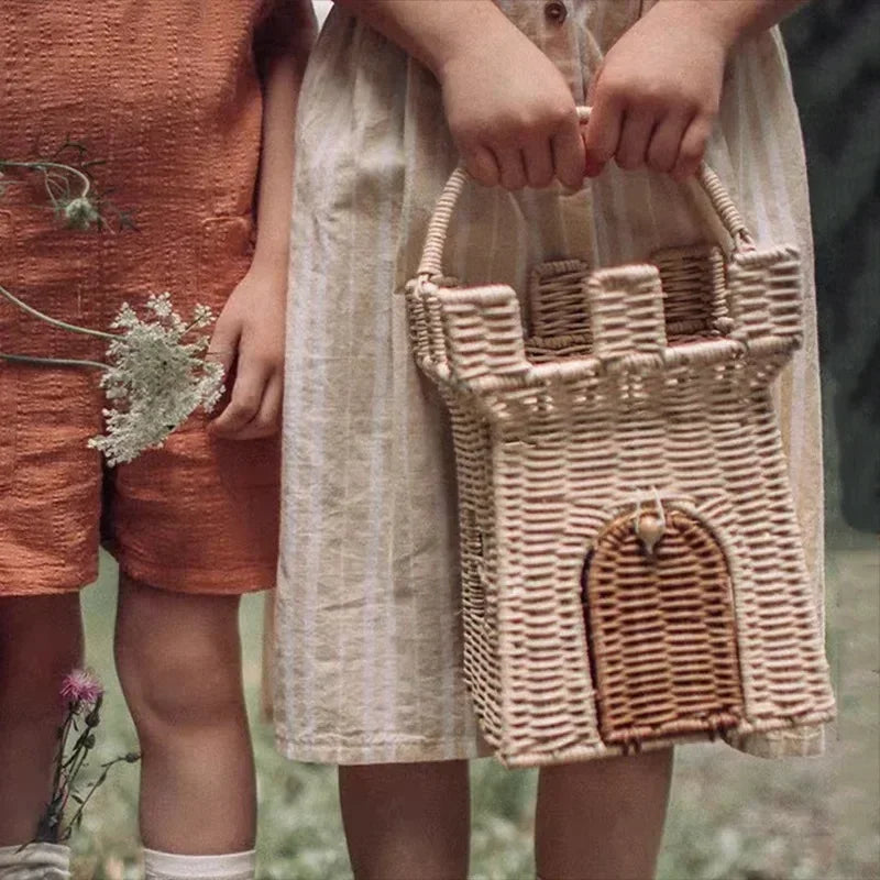 panier en rotin tressé pour rangement et pique-nique - vue 2 sur 7