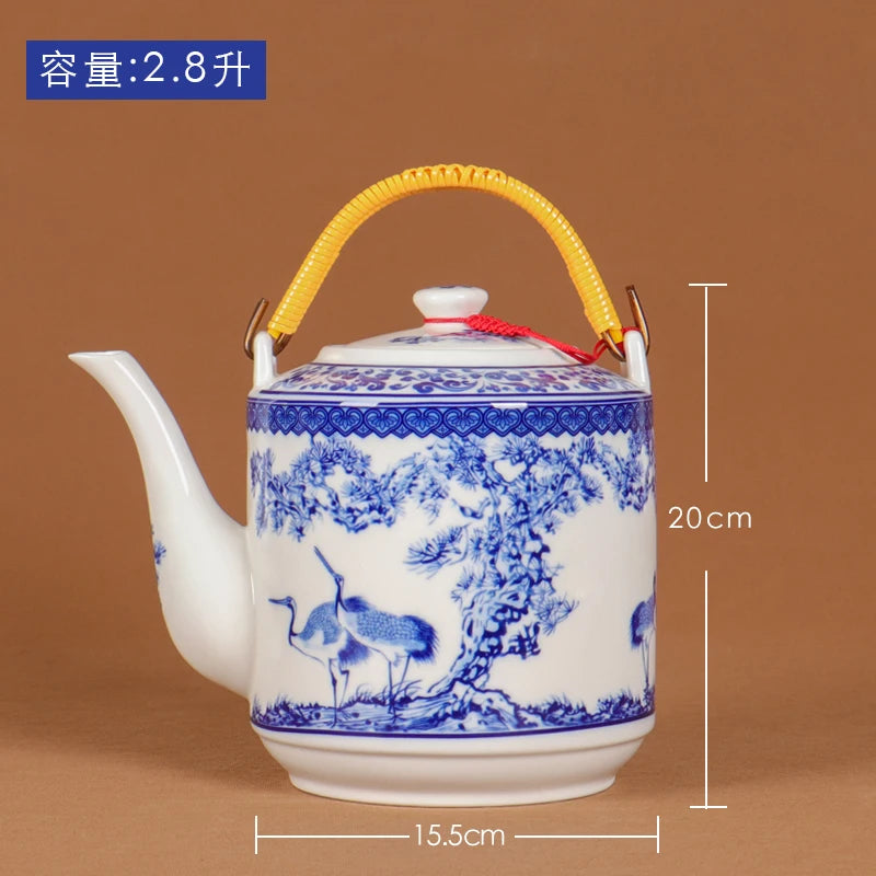 Théière céramique jingdezhen grande capacité style chinois décor - vue 2 sur 7