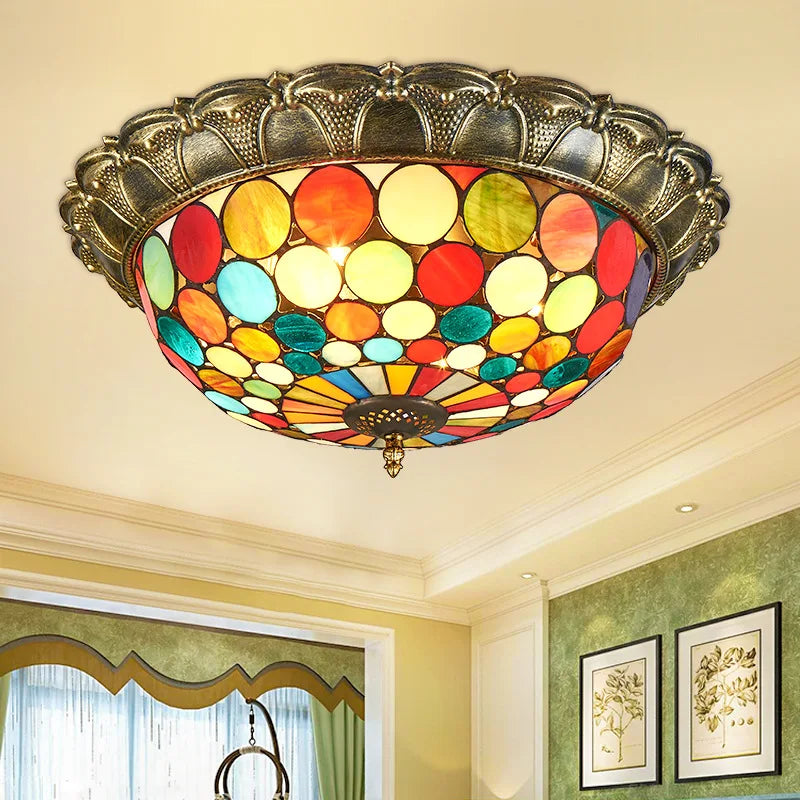 plafonnier led vitrail classique pour éclairage intérieur décoratif - vue 5 sur 13