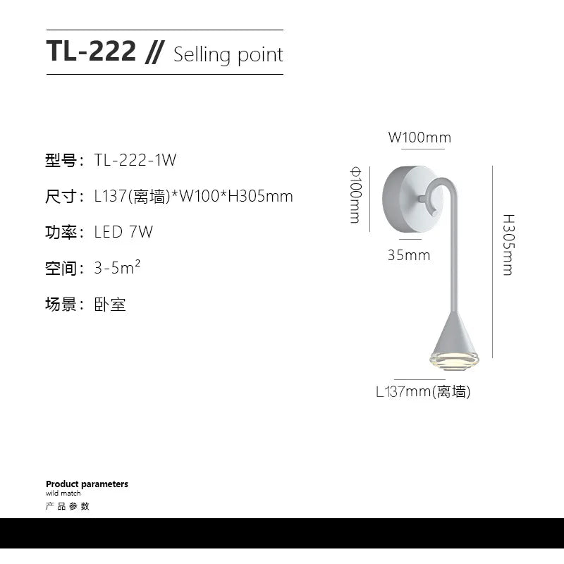 applique murale led conique pour salon bureau et éclairage créatif - vue 12 sur 12