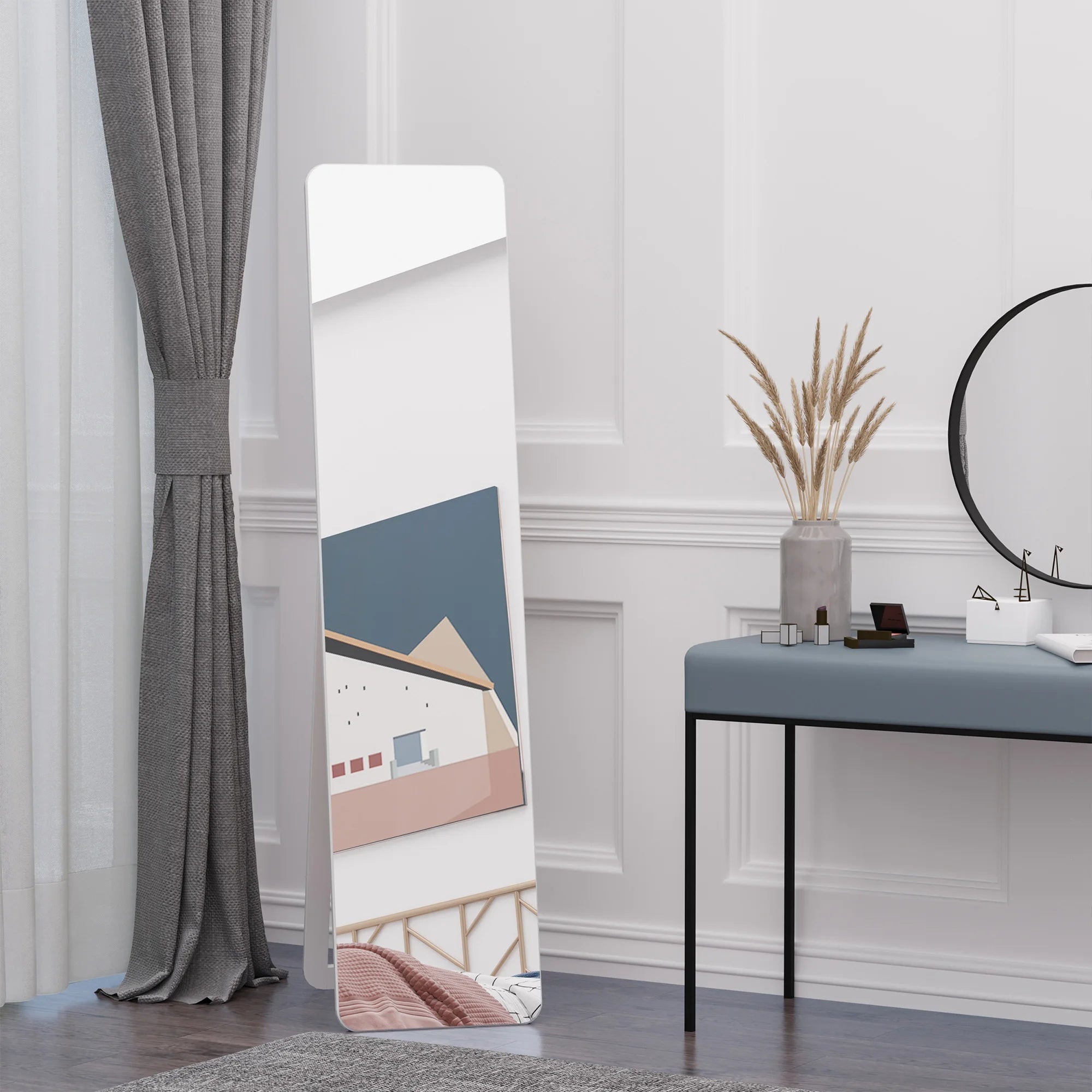 miroir sur pied avec cadre en bois élégant et pratique - vue 7 sur 7