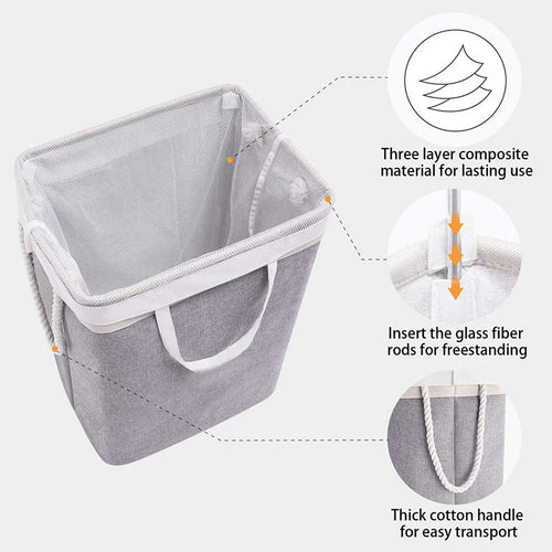 panier de rangement pliable grande capacité avec poignées - vue 9 sur 9