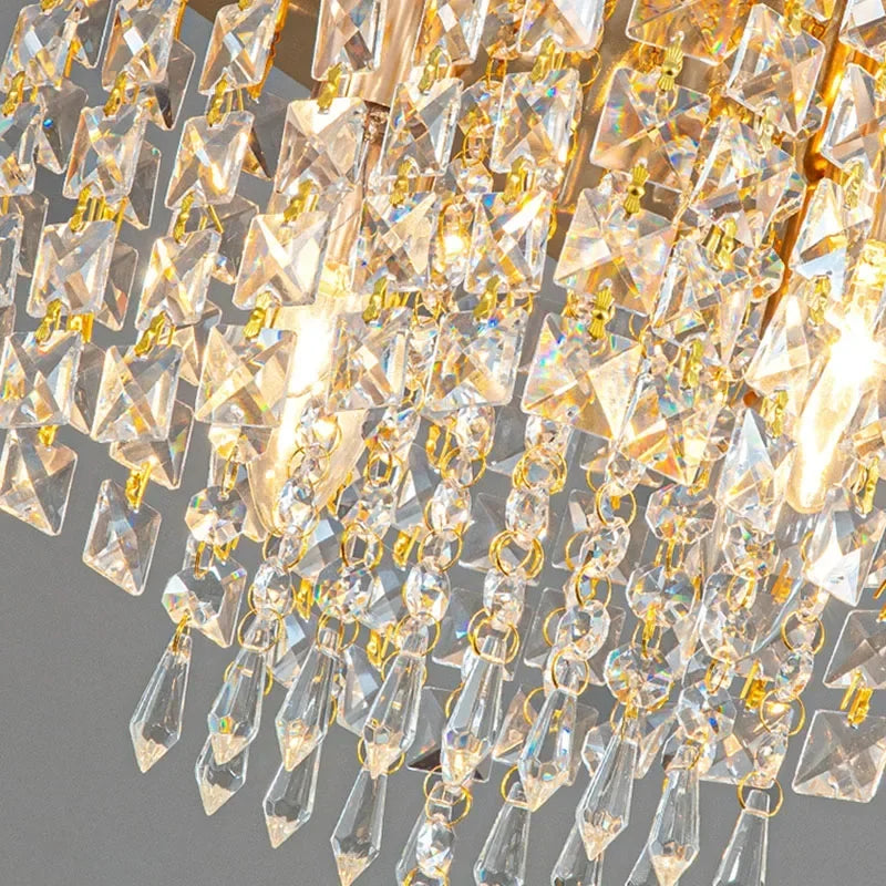 plafonnier led en bois style bohème moderne avec cristal élégant - vue 4 sur 20