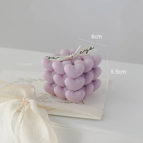 bougie parfumée cube cœur en cire de soja fait main décorative - vue 11 sur 11