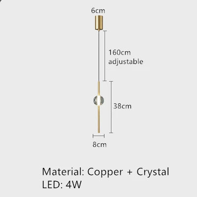 suspension LED en laiton design moderne avec cordon réglable - vue 12 sur 17