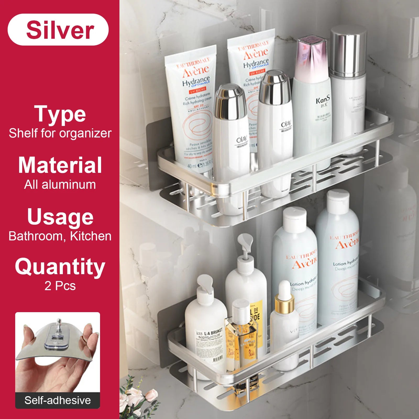 etagère murale sans perçage pour rangement de salle de bain et cuisine - vue 19 sur 30