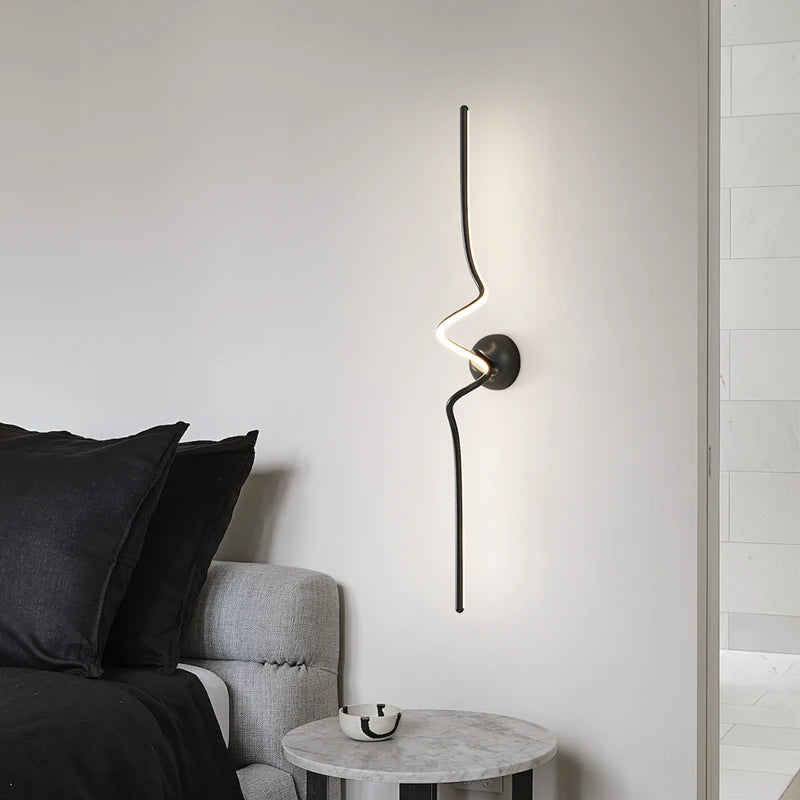 Modern Black White Spiral Wall Lamps 75cm 95cm Long Living Room TV Background Wall Lights Simple Bedroom Bedside Light 220V - vue 6 sur 10