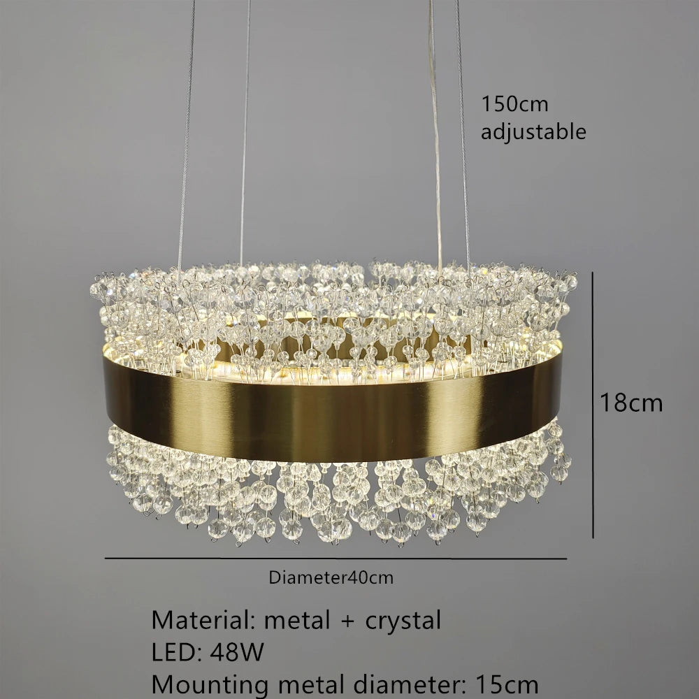 lustre led en cristal moderne hauteur réglable décoration maison