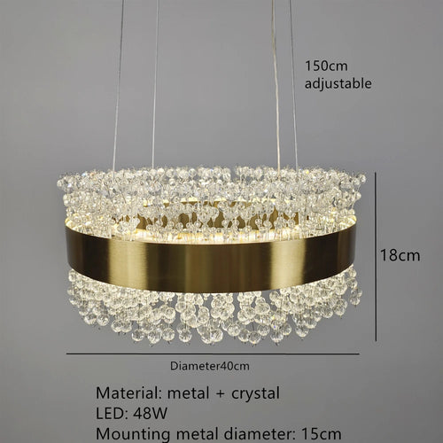 lustre led en cristal moderne hauteur réglable décoration maison