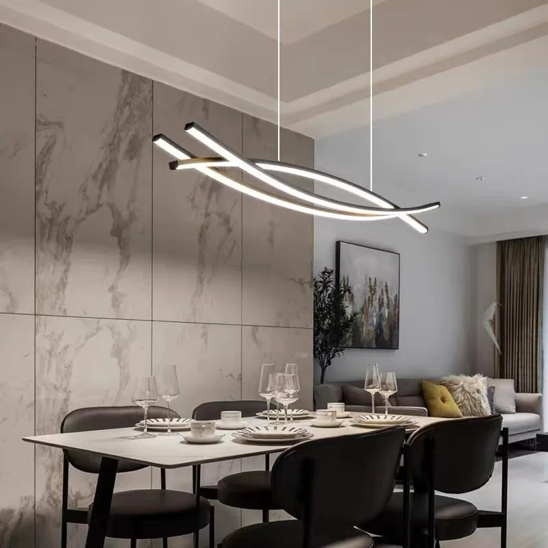 lustre à led en aluminium design moderne réglable en hauteur - vue 2 sur 8