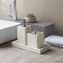 ensemble daccessoires en travertin beige pour salle de bain