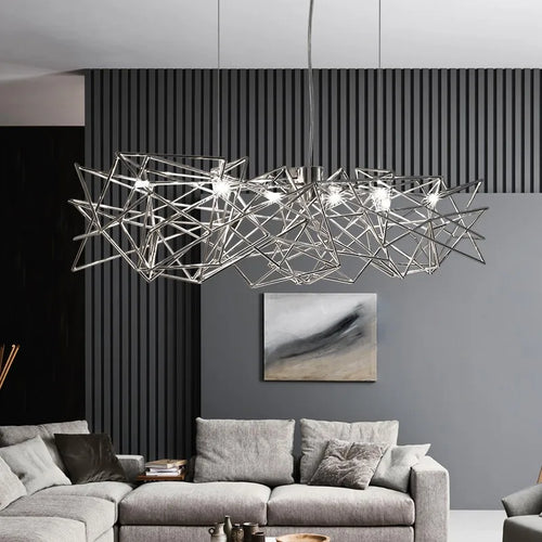 lustre post-moderne de luxe design italien nordique étoile rectangulaire - vue 2 sur 8