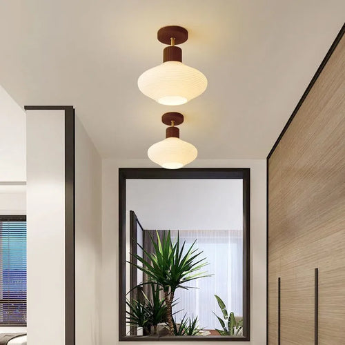 Nordique LED plafonnier en bois noyer luminaire salon allée couloir étude chambre lampes intérieur décor éclairage lampes Lustre - vue 4 sur 16