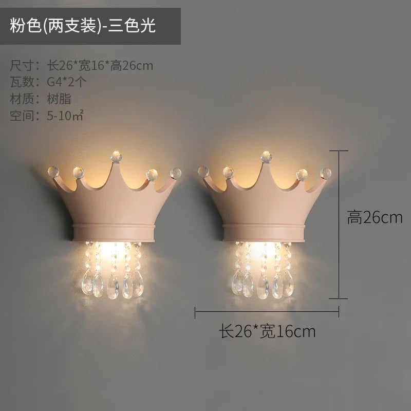 applique murale couronne en résine et cristal pour enfants - vue 10 sur 12
