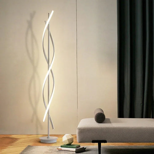 Lampadaire LED moderne en spirale en aluminium pour canapé à côté de la chambre à coucher salon décoration intérieure verticale salle d'étude chevet maison lumière - vue 5 sur 8