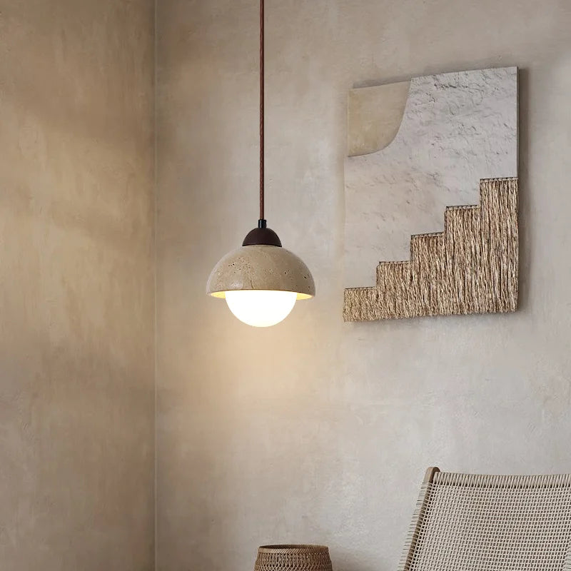 lustre suspendu vintage en pierre naturelle avec led - vue 2 sur 6