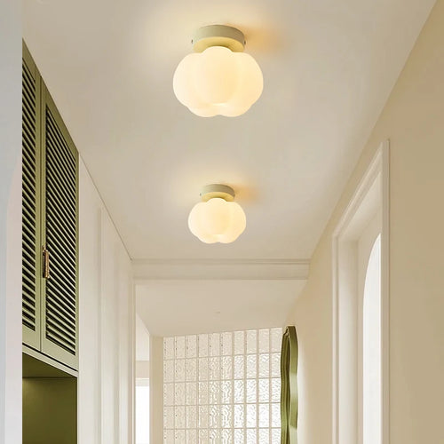 plafonnier led design nordique moderne en forme de fleur de citrouille - vue 5 sur 10