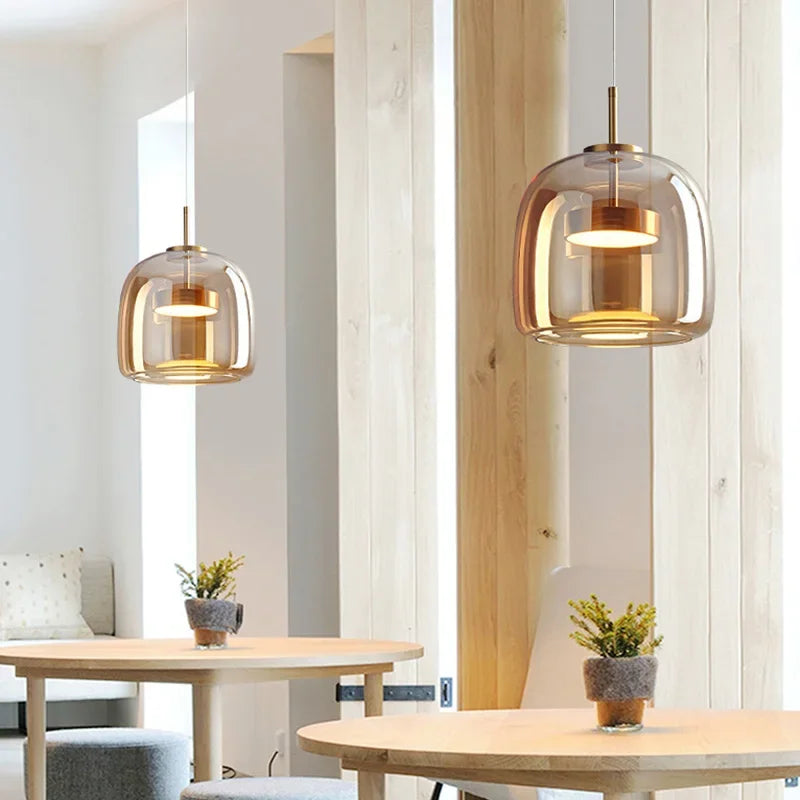 Suspension LED en verre au design nordique moderne - vue 3 sur 20