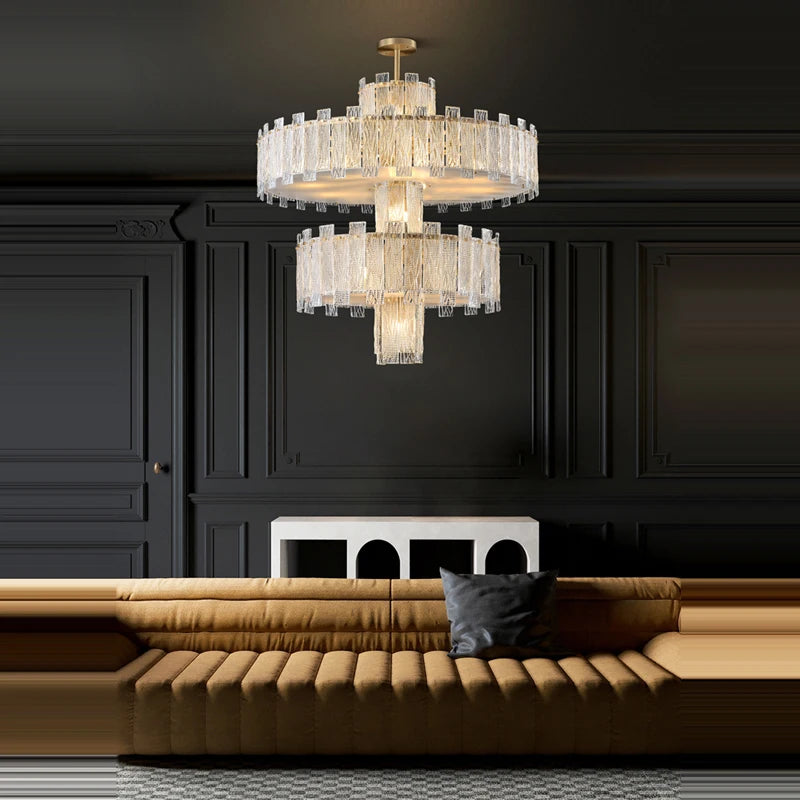 plafonnier design rond à couches en cuivre doré - vue 3 sur 22