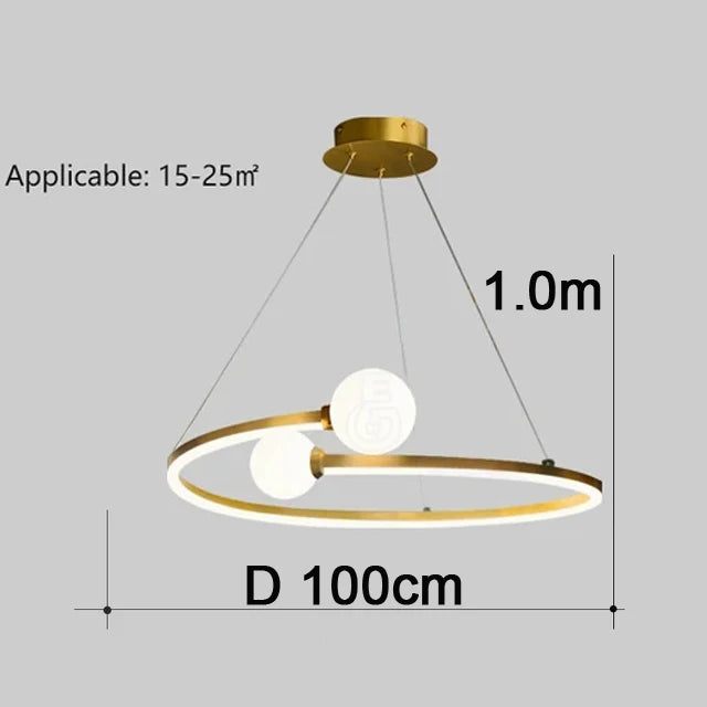 lustre led anneau créatif nordique éclairage suspension moderne - vue 9 sur 9