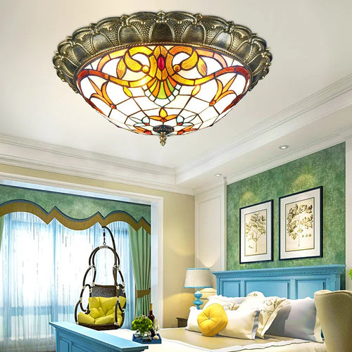 plafonnier led vitrail classique pour éclairage intérieur décoratif - vue 2 sur 13