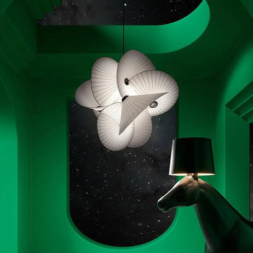 Lustre torsadé blanc moderne - vue 5 sur 7