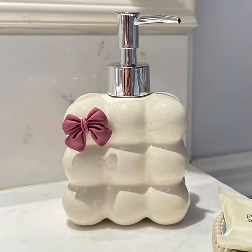 distributeur de savon en céramique décoratif moderne pour salle de bain - vue 6 sur 16