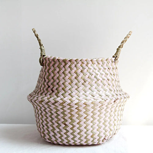 paniers de rangement en osier boho décor pliables faits main - vue 8 sur 8
