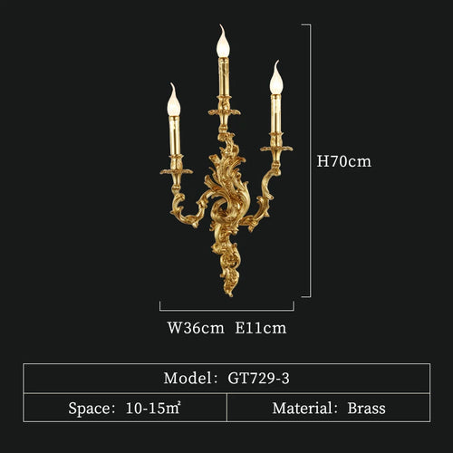 Applique murale royale luxe laiton antique cuivre - vue 9 sur 10