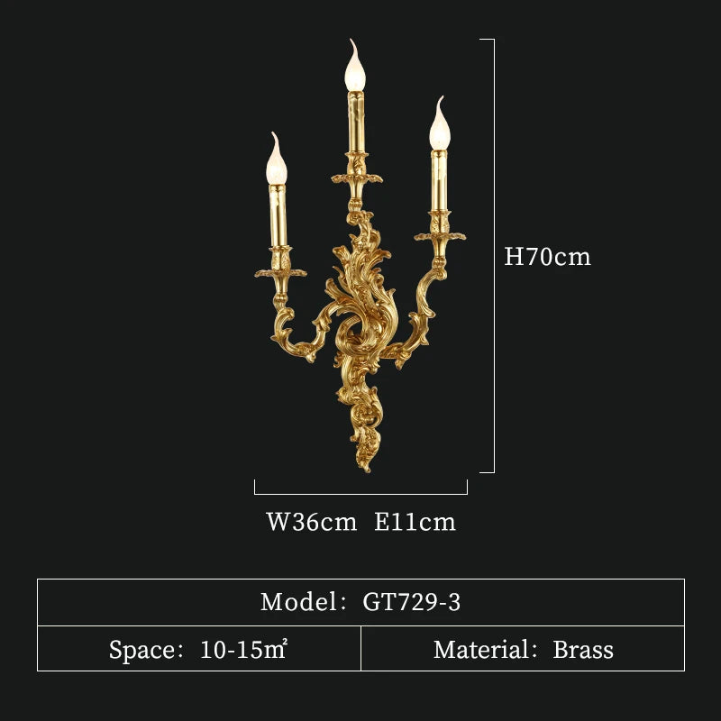 Applique murale royale luxe laiton antique cuivre - vue 8 sur 10