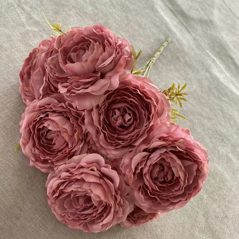 bouquet de pivoines artificielles en soie pour décoration florale - vue 10 sur 17