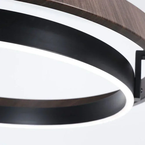 lustre moderne en bois avec éclairage led décoratif - vue 6 sur 7