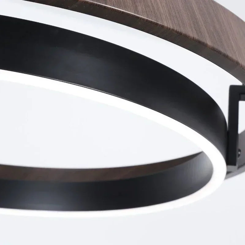 lustre moderne en bois avec éclairage led décoratif - vue 5 sur 7