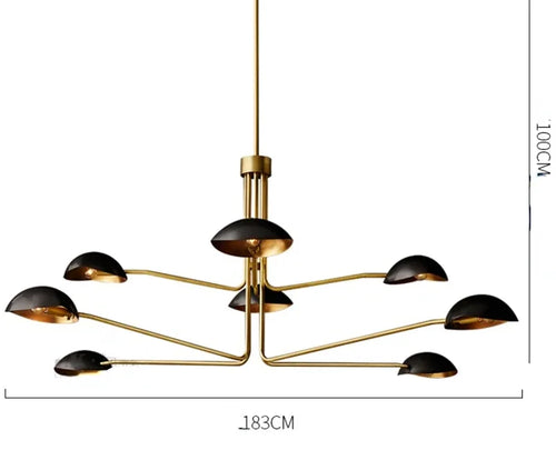 lustre rétro en cuivre design créatif à bras long - vue 12 sur 16
