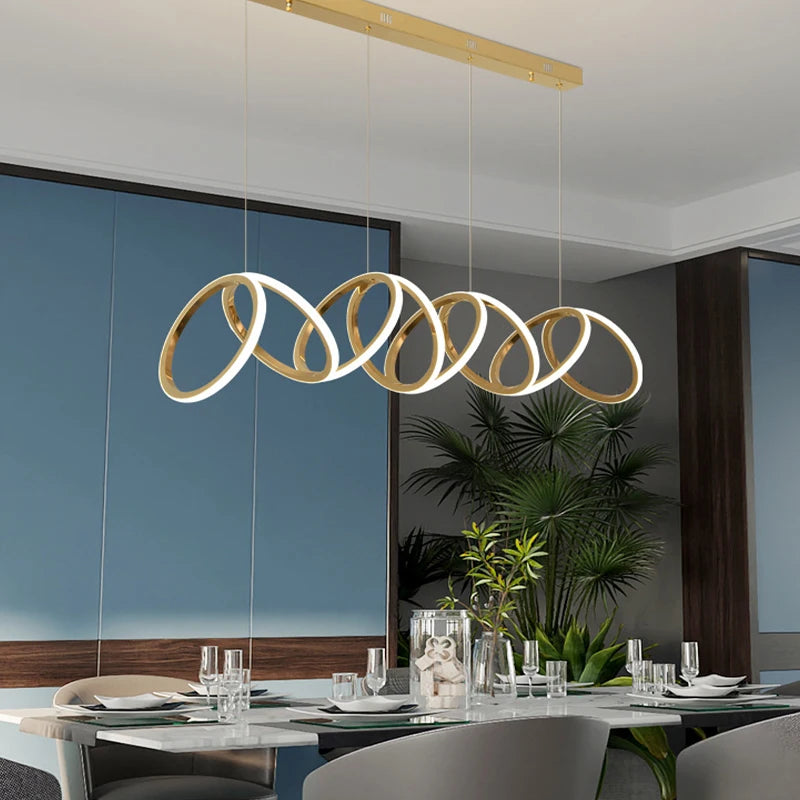 Anneau de luxe moderne suspension LED lumières pour salle à manger cuisine éclairage Lustre décor Lustre barre intérieure suspendus luminaires - vue 3 sur 9