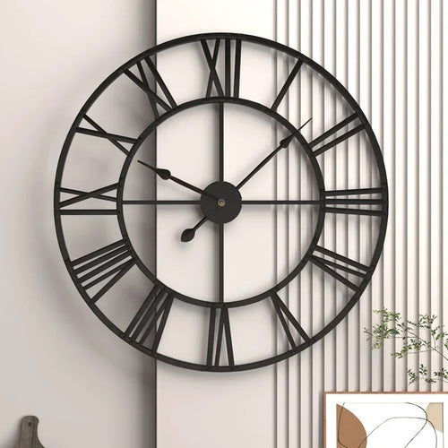 horloge murale décorative 3d moderne style rétro romain silencieuse en métal - vue 3 sur 9
