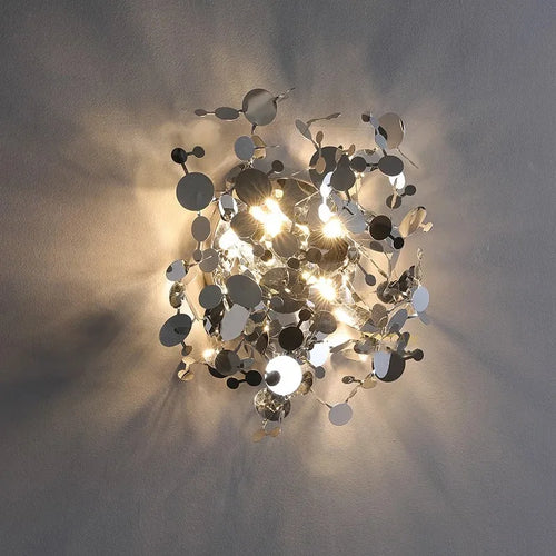 applique murale moderne en acier inoxydable avec feuilles décoratives - vue 2 sur 8
