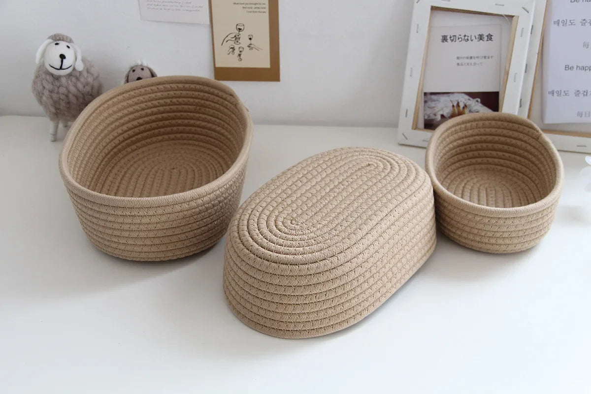 paniers en corde de coton pour rangement et organisation des objets - vue 4 sur 13