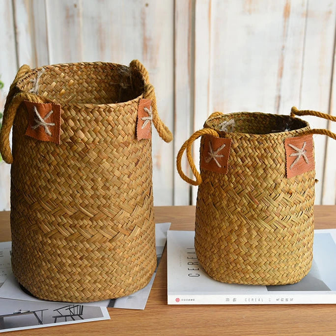 panier de rangement en jonc de mer naturel pour décorations variées - vue 1 sur 7