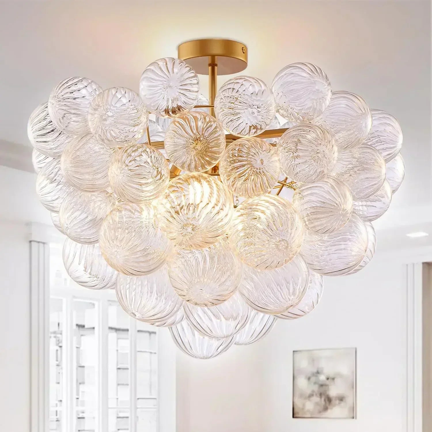 suspension en verre doré moderne pour décoration intérieure - vue 1 sur 7