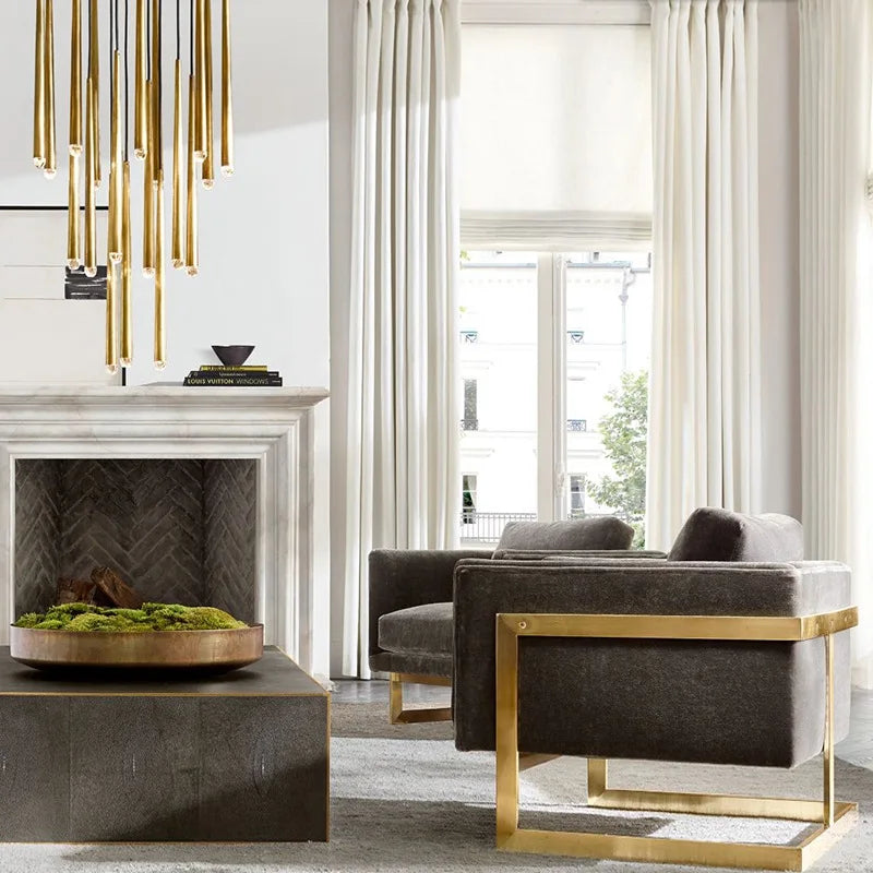 suspension lustre nordique en cuivre pour villa - vue 5 sur 20